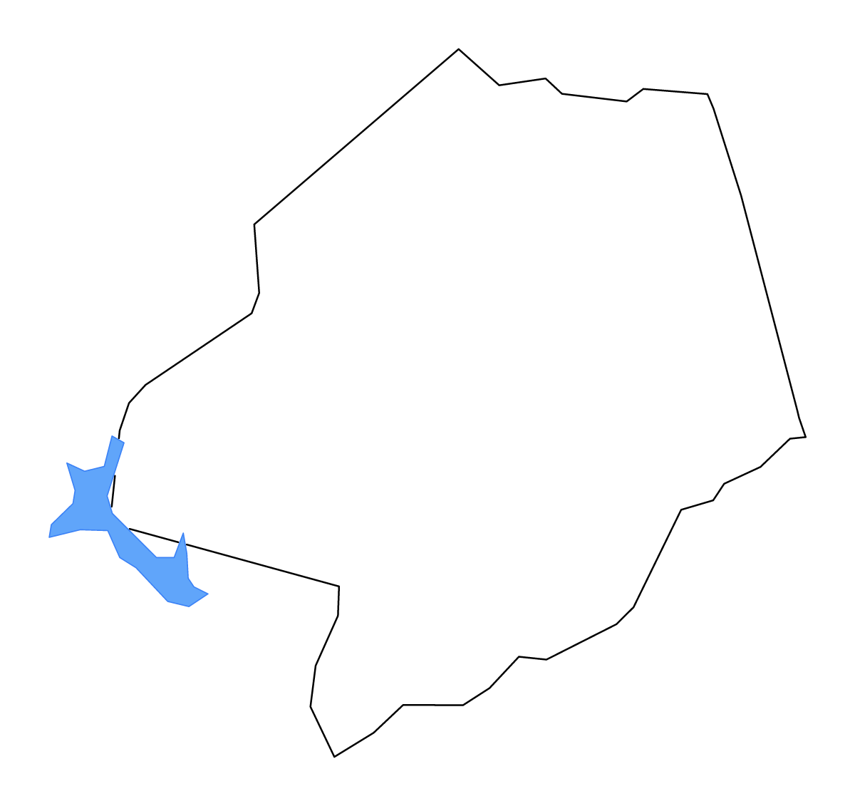 Outline map of Hancock County, Georgia with lakes and rivers.