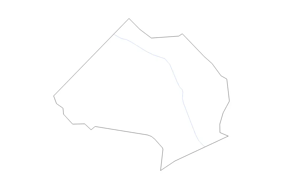 Outline map of Jackson County, Georgia with subdivision borders and rivers.