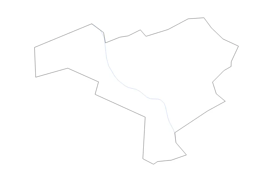 Outline map of Johnson County, Georgia with subdivision borders and rivers.