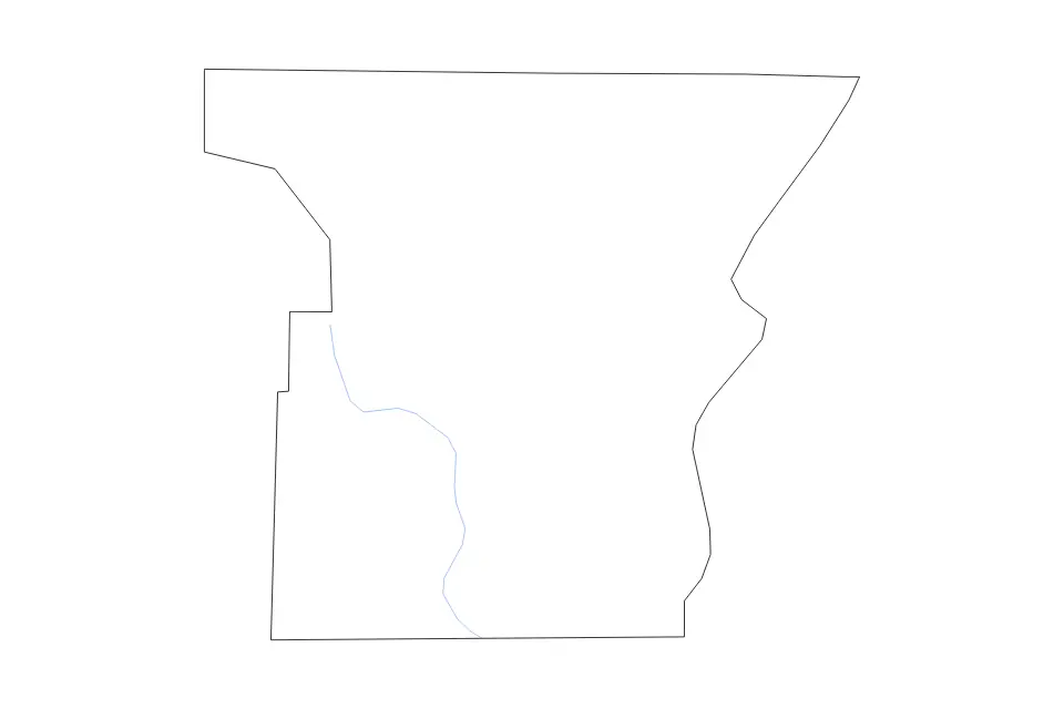 Outline map of Lee County, Georgia with subdivision borders and rivers.
