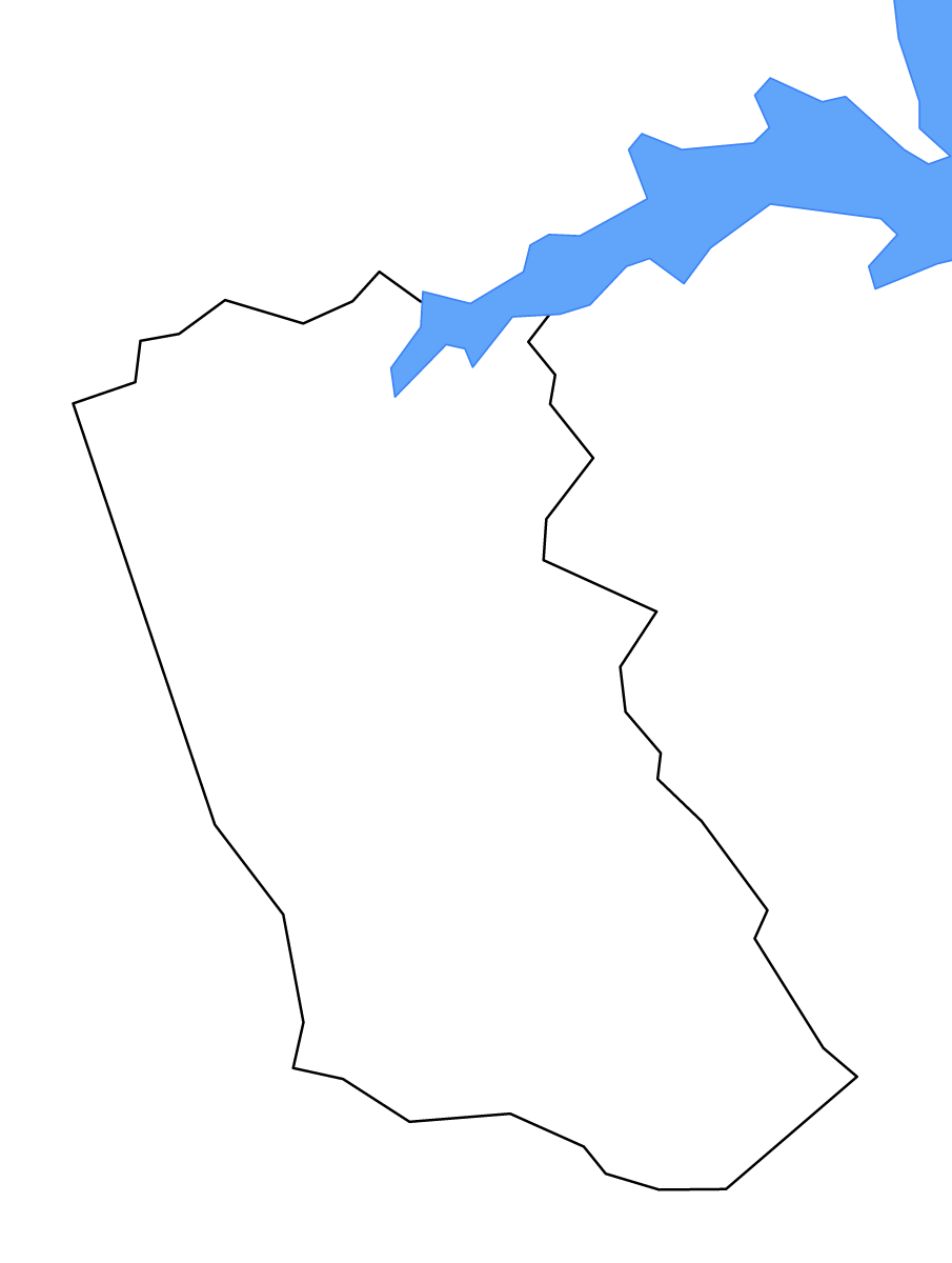 Mapa de contorno de McDuffie, Georgia con lagos y ríos.