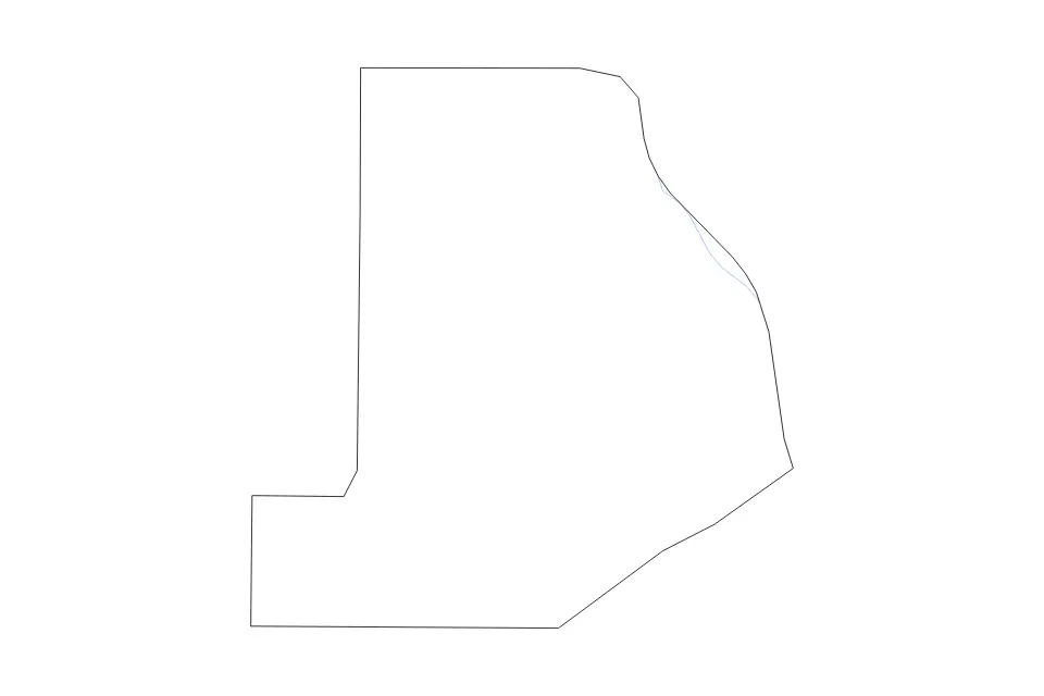 Outline map of Monroe County, Georgia with subdivision borders and rivers.