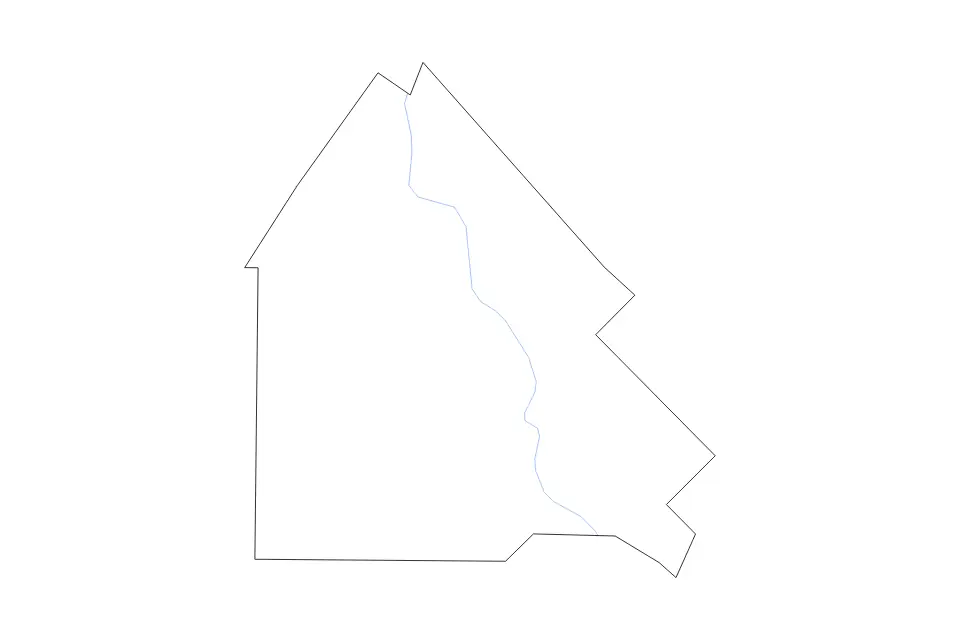 Outline map of Pulaski County, Georgia with subdivision borders and rivers.