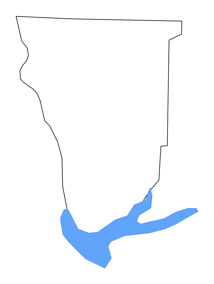 Mapa de contorno de Seminole, Georgia con lagos y ríos.