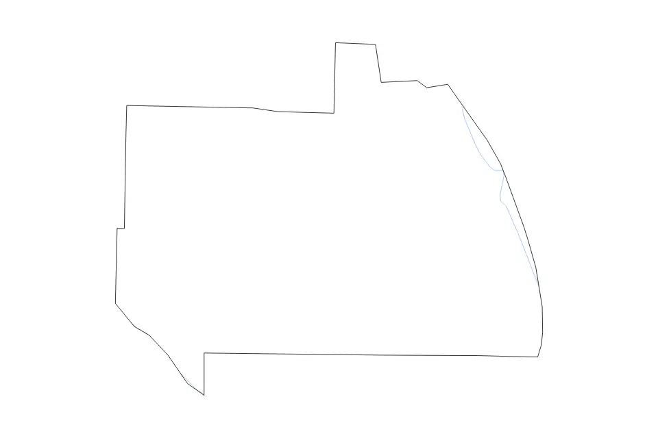 Outline map of Sumter County, Georgia with subdivision borders and rivers.
