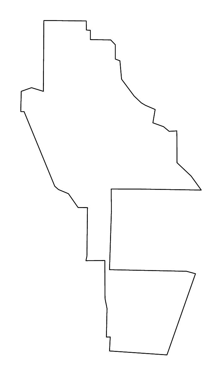 Mapa de contorno de Ware, Georgia con ríos.