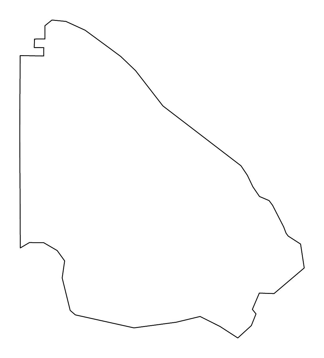 Mapa de contorno de Wayne, Georgia con ríos.