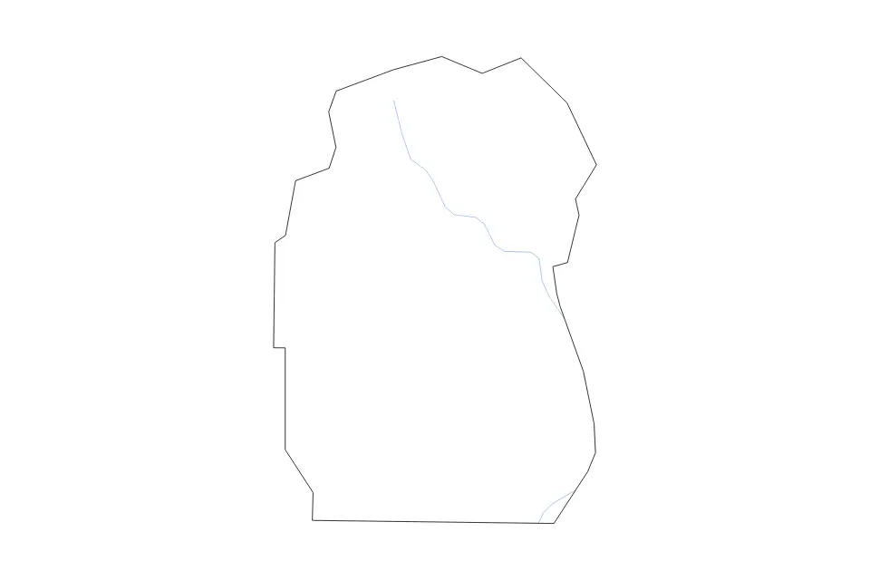 Outline map of White County, Georgia with subdivision borders and rivers.