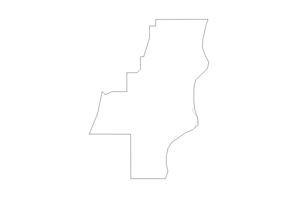 Outline map of Whitfield County, Georgia with subdivision borders and rivers.