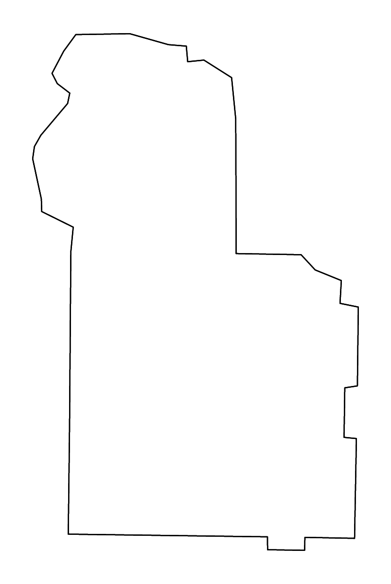Outline map of Worth County, Georgia with rivers.