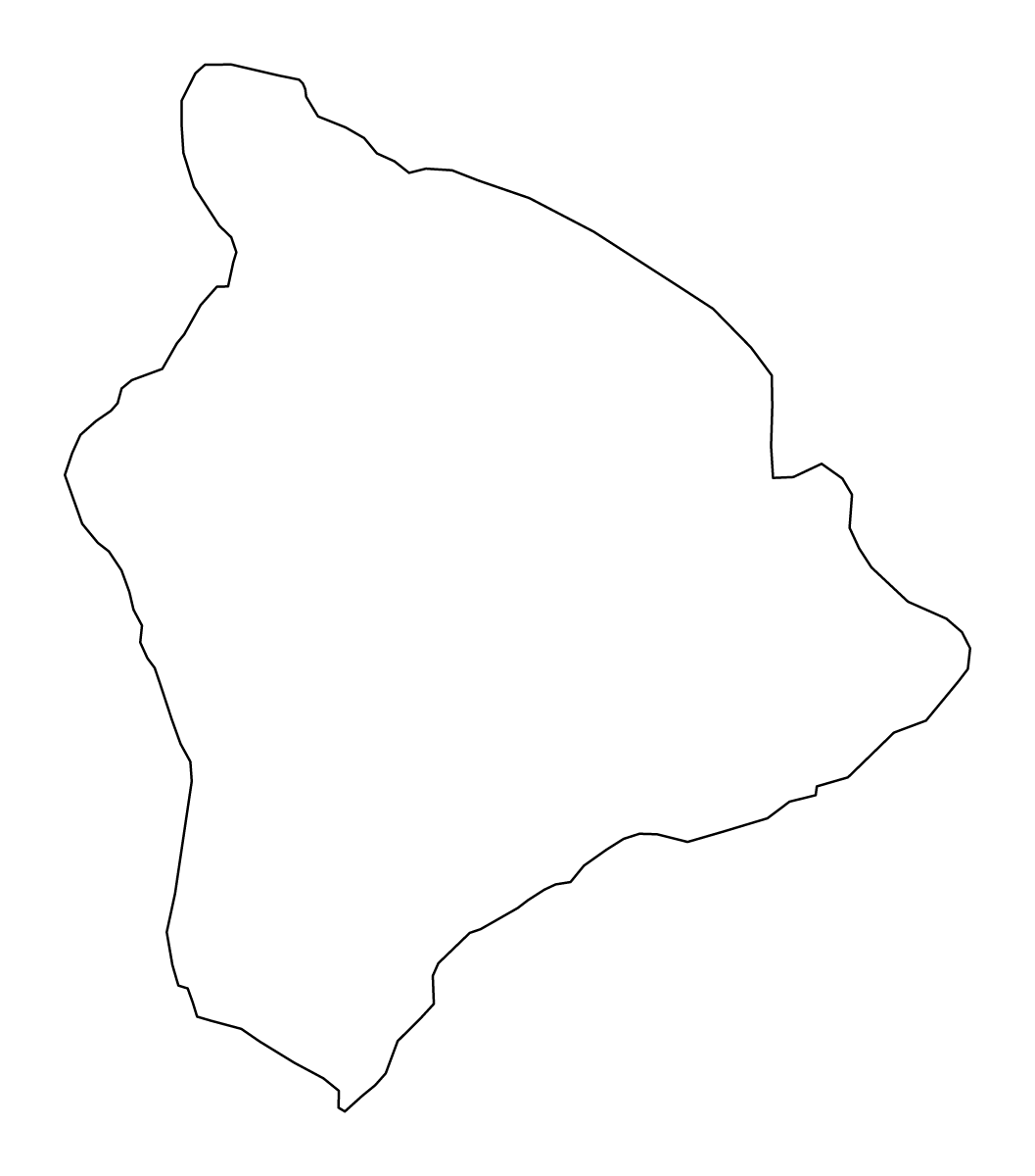 Mapa de contorno de Hawaii, Hawaii.