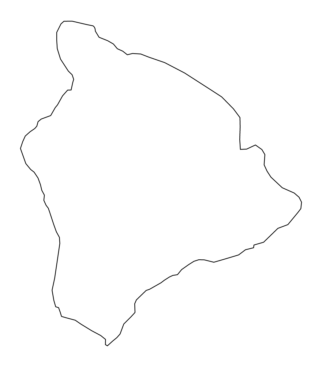 Carte de contour de Hawaii, Hawaii.