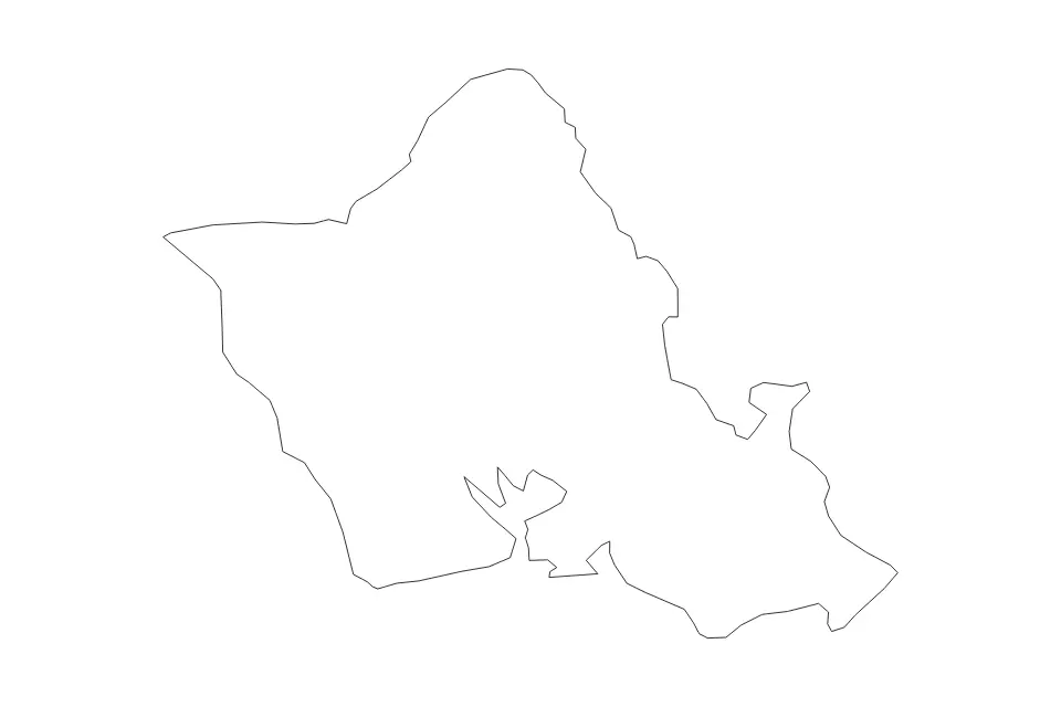 Mapa de Honolulu, Hawaii de tipo contorno para América del Norte, con contorno con límites limpios.