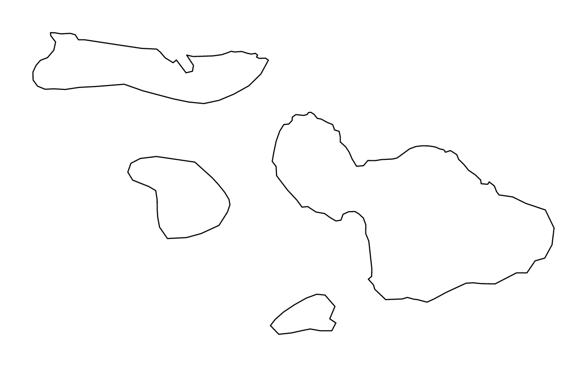 Mapa de contorno de Maui, Hawaii.