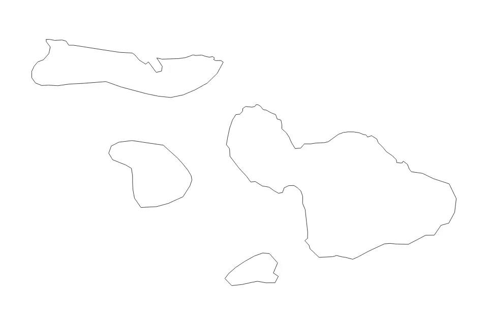Mapa de Maui, Hawaii de tipo contorno para América del Norte, con contorno con límites limpios.