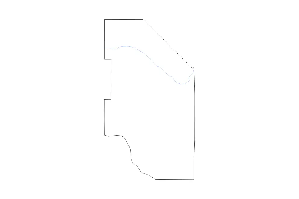 Outline map of Ada County, Idaho with subdivision borders and rivers.