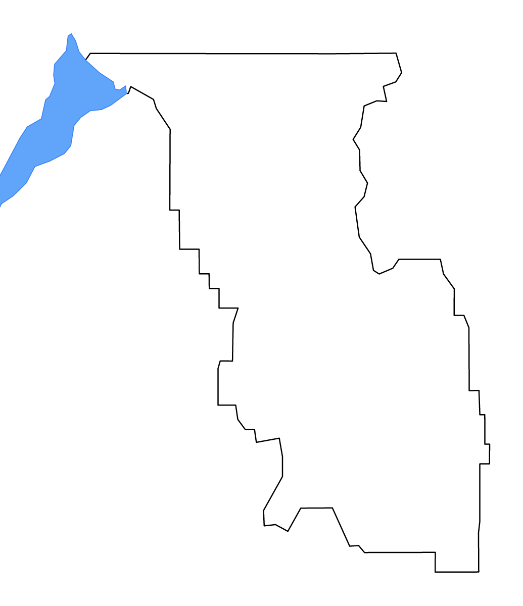 Mapa de contorno de Bannock, Idaho con lagos.
