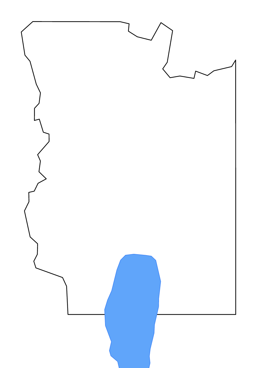 Carte de contour de Bear Lake, Idaho avec lacs et rivières.