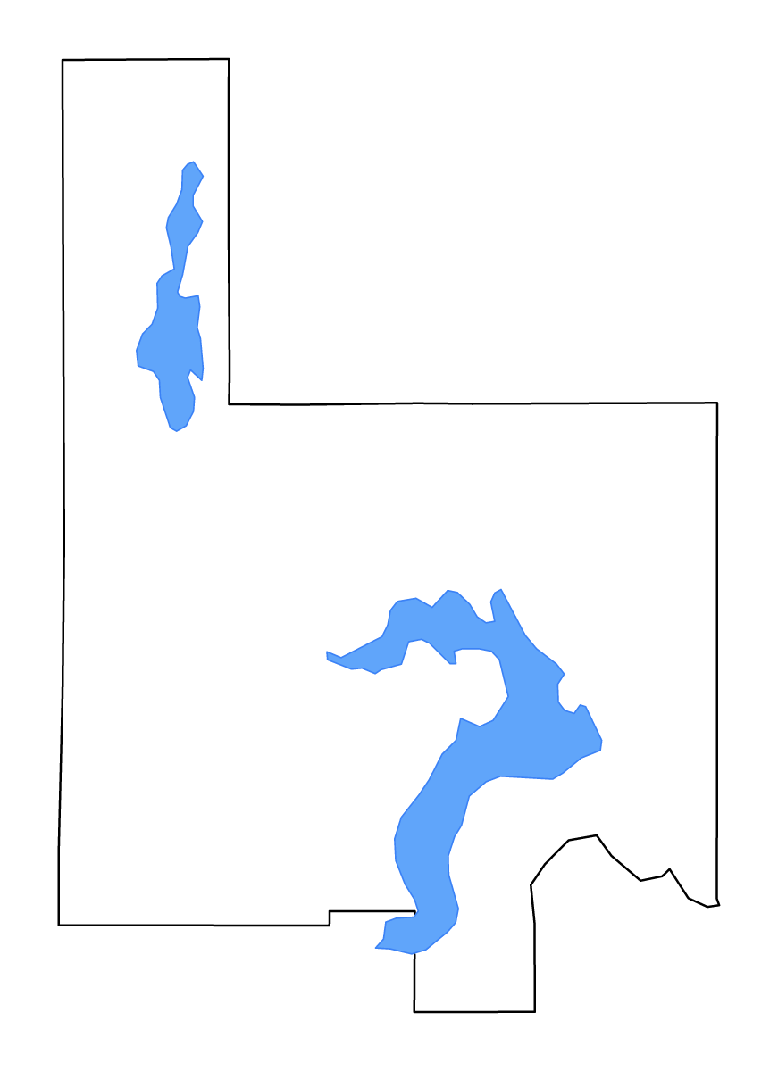 Mapa de contorno de Bonner, Idaho con lagos y ríos.