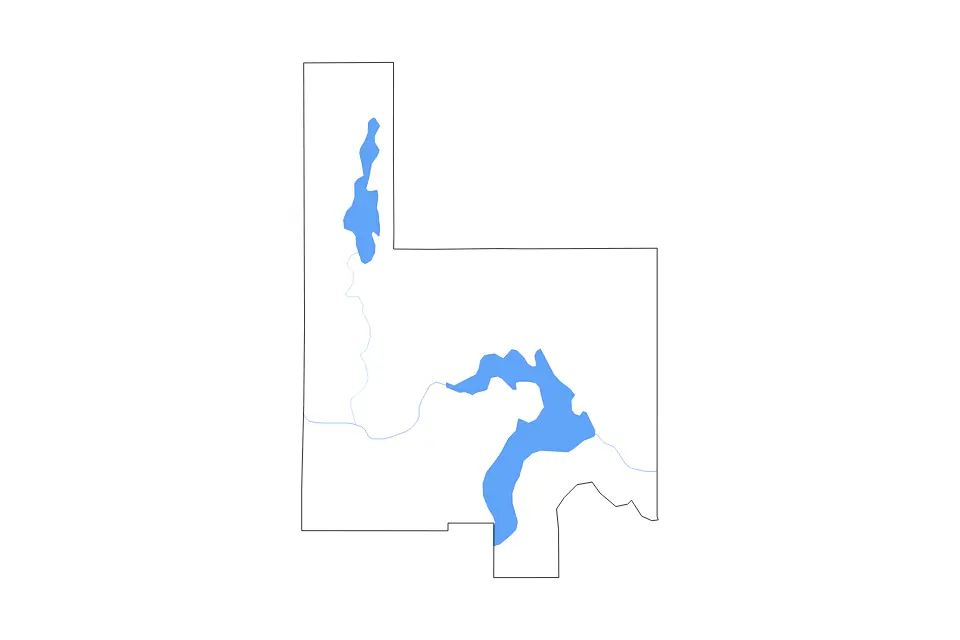 Carte de Bonner, Idaho de type contour, lacs et rivières pour Amérique du Nord, montrant contour, lacs et rivières avec des éléments hydrographiques comme Lake Pend Oreille et Priest Lake.