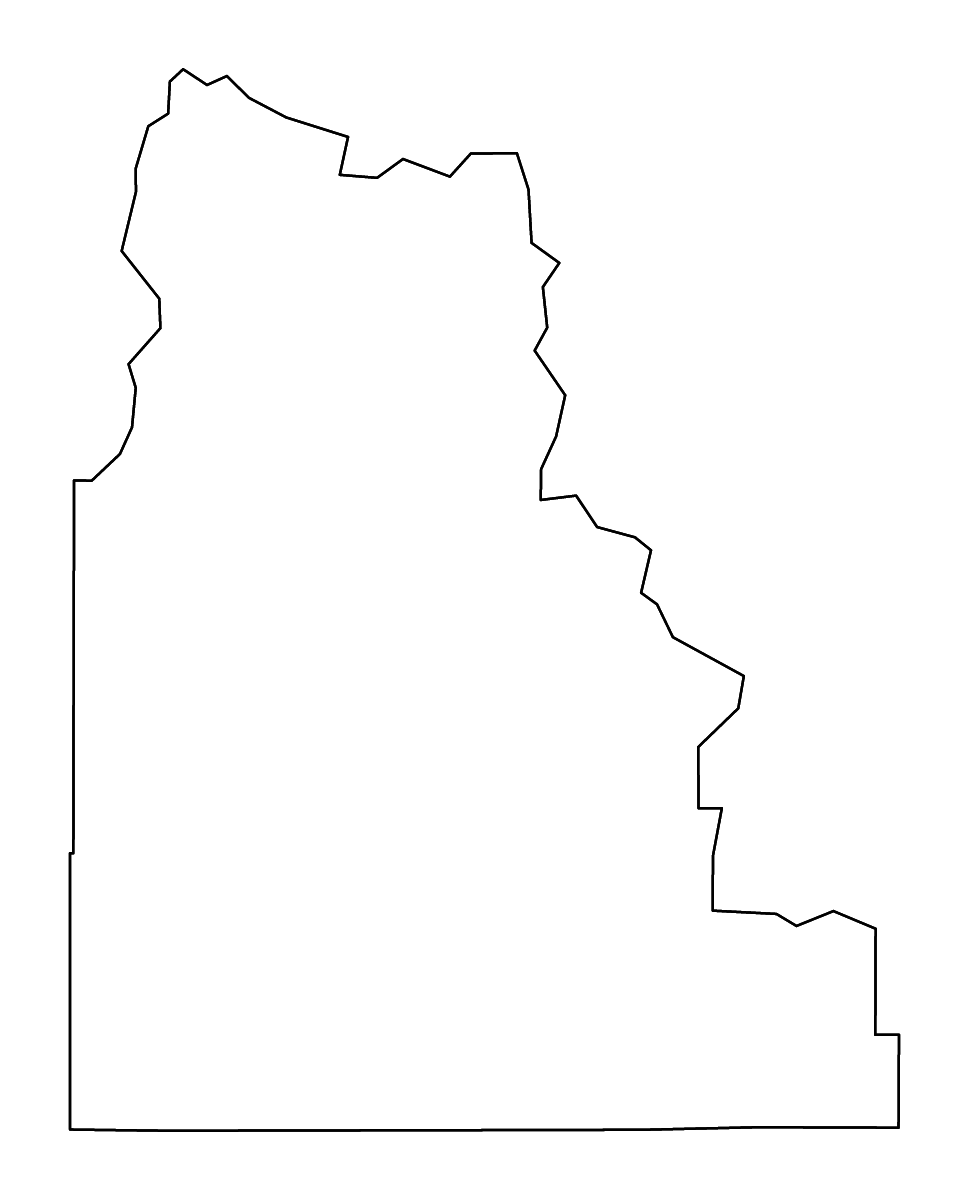 Mapa de contorno de Camas, Idaho con ríos.