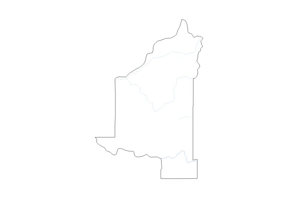 Carte de Elmore, Idaho de type contour et rivières pour Amérique du Nord, montrant contour et rivières avec des limites nettes.