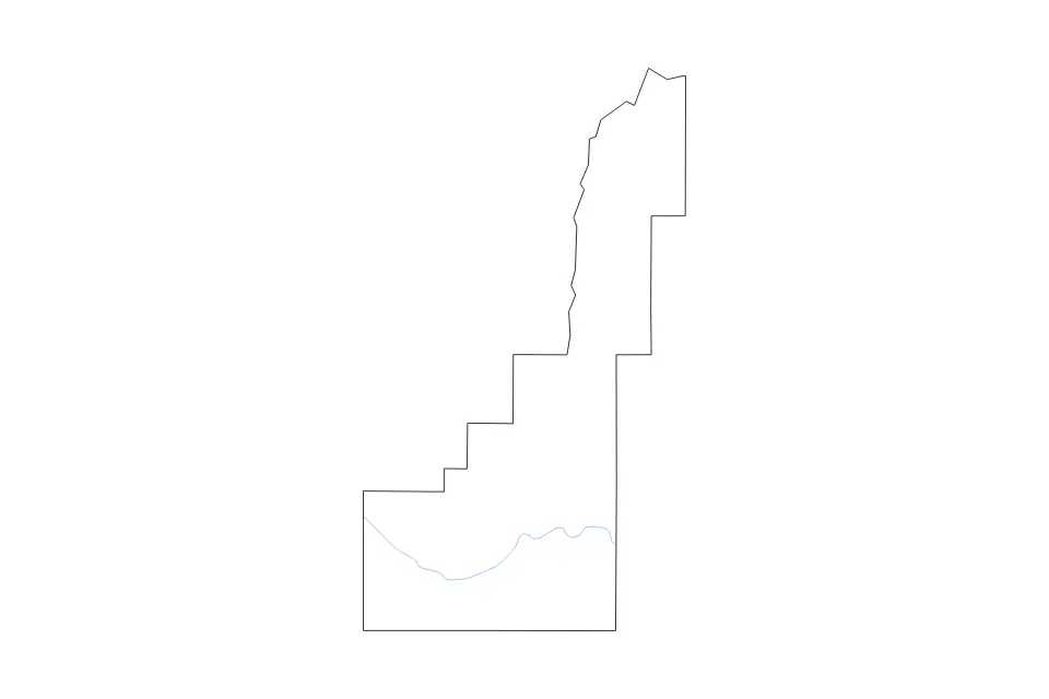 Outline map of Gem County, Idaho with subdivision borders and rivers.