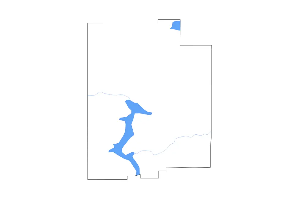Outline map of Kootenai County, Idaho with subdivision borders and major lakes and rivers.