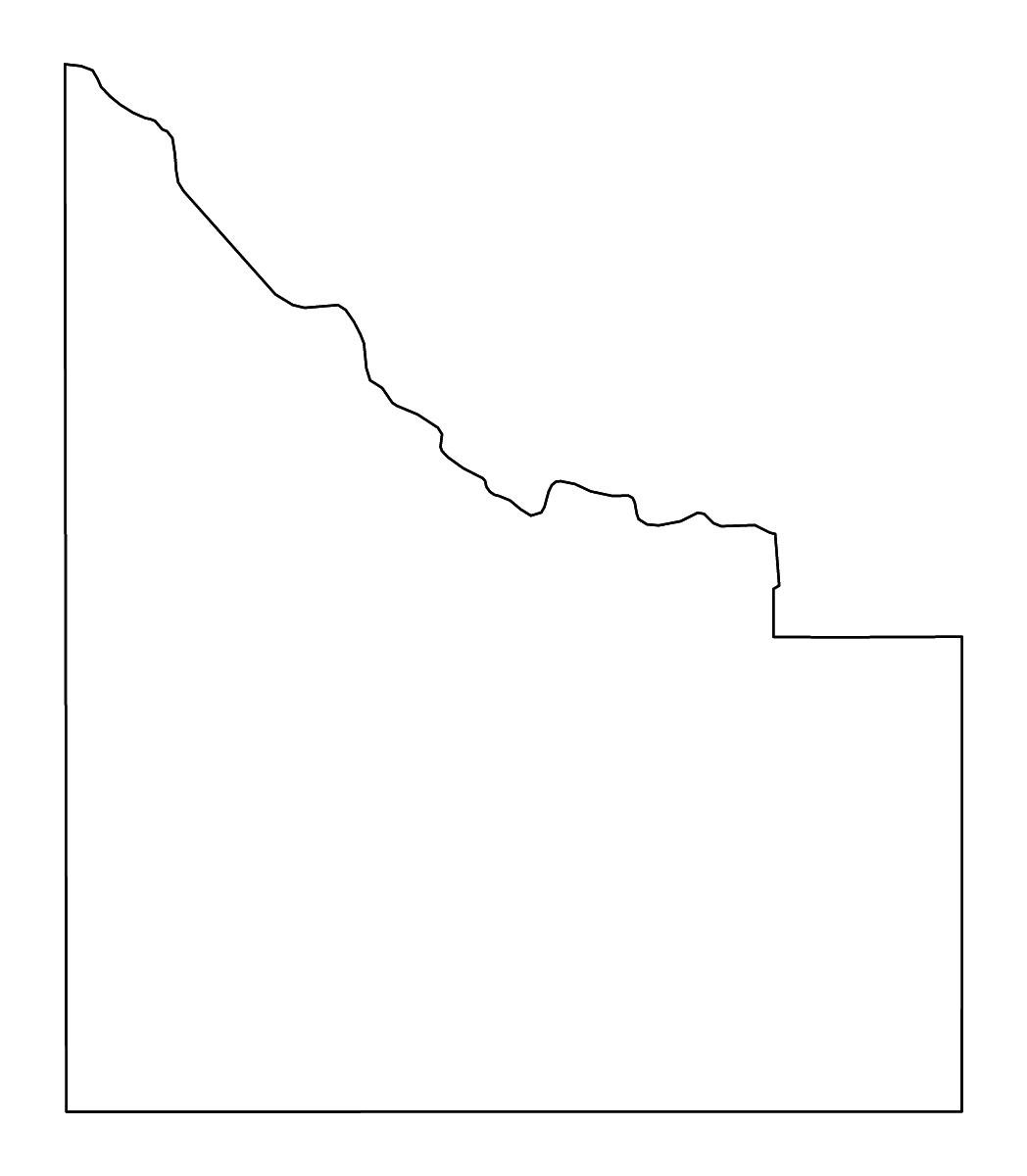 Mapa de contorno de Owyhee, Idaho con ríos.