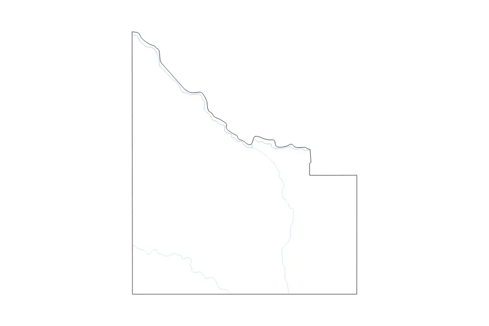 Carte de Owyhee, Idaho de type contour et rivières pour Amérique du Nord, montrant contour et rivières avec des limites nettes.