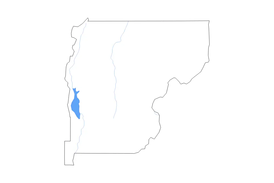 Carte de Valley, Idaho de type contour, lacs et rivières pour Amérique du Nord, montrant contour, lacs et rivières avec des éléments hydrographiques comme Cascade Reservoir.
