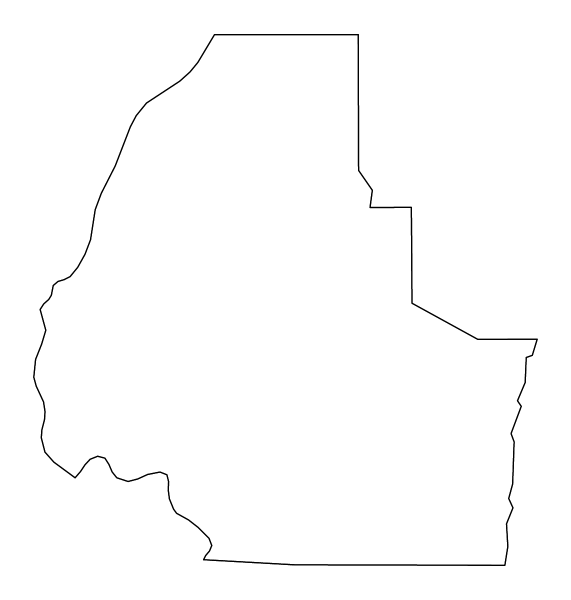 Carte de contour de Washington, Idaho avec rivières.
