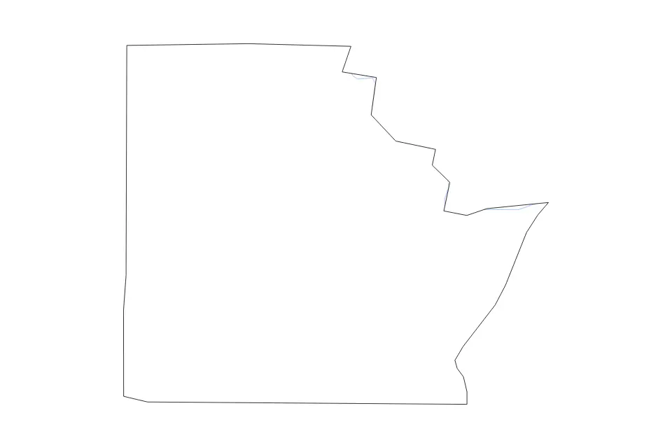 Outline map of Brown County, Illinois with subdivision borders and rivers.