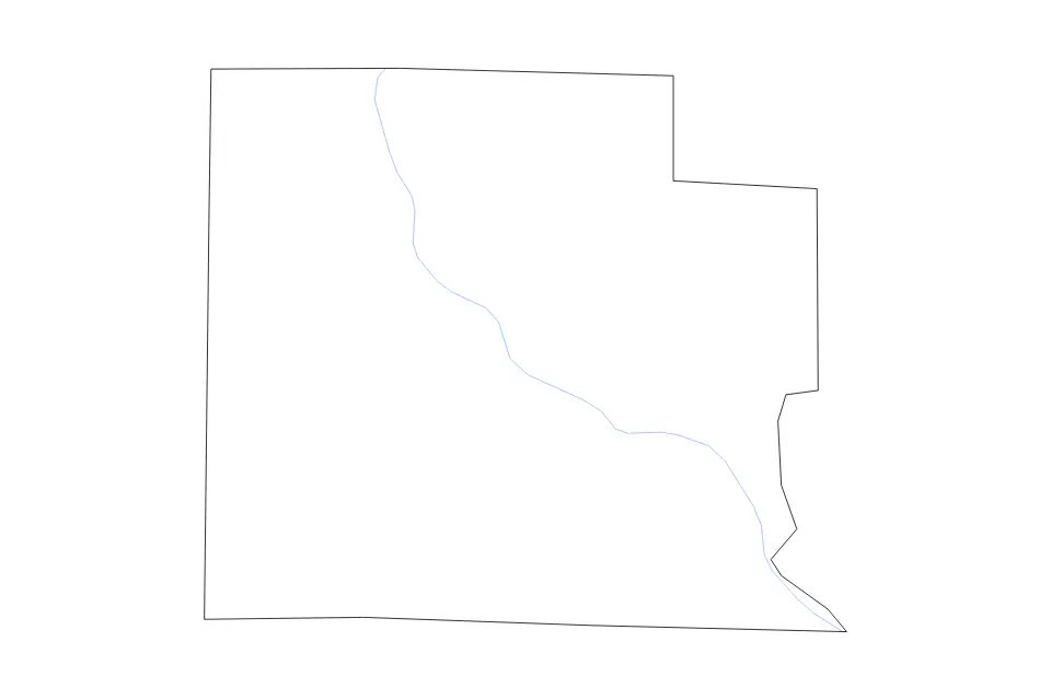 Outline map of Clay County, Illinois with subdivision borders and rivers.