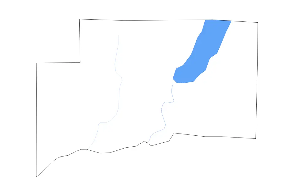 Outline map of Clinton County, Illinois with subdivision borders and major lakes and rivers.