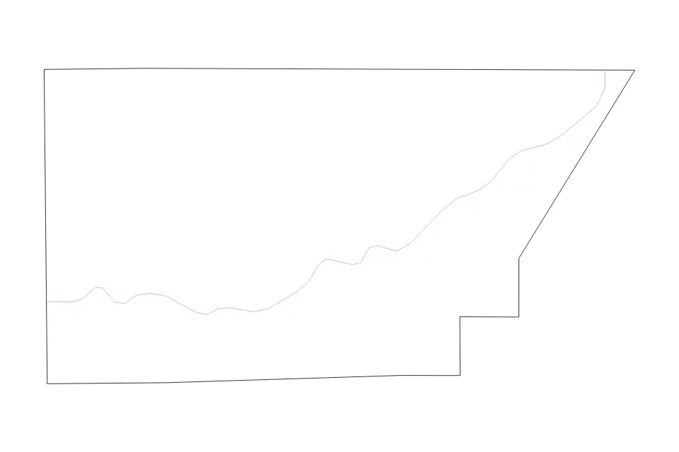 Outline map of DeWitt County, Illinois with subdivision borders and rivers.
