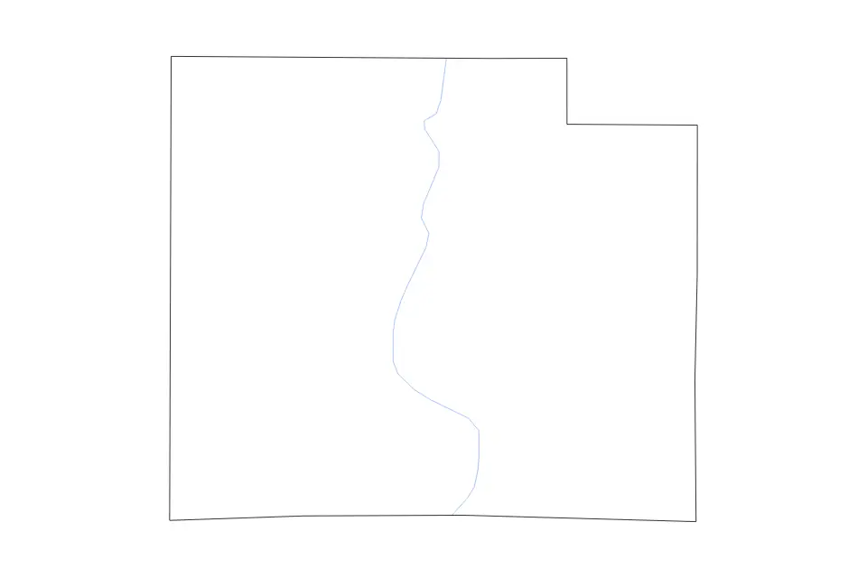 Outline map of Effingham County, Illinois with subdivision borders and rivers.