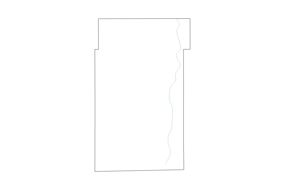 Outline map of Kane County, Illinois with subdivision borders and rivers.