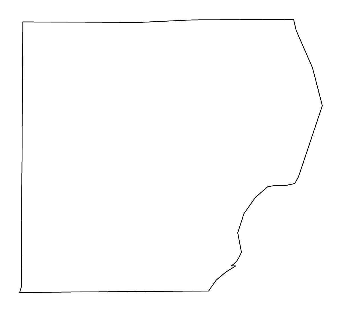 Mapa de contorno de Lawrence, Illinois con ríos.