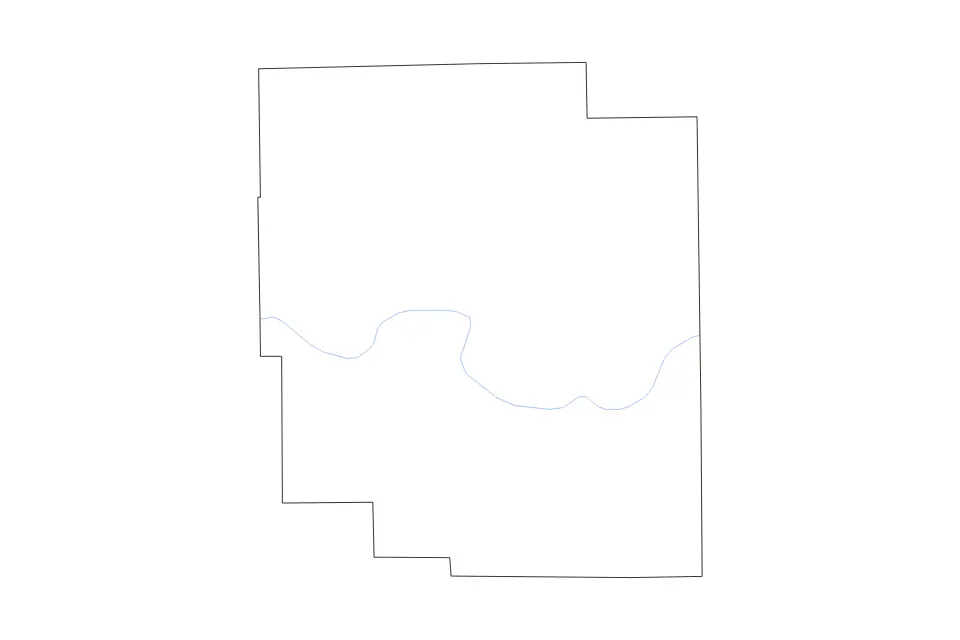 Outline map of Logan County, Illinois with subdivision borders and rivers.