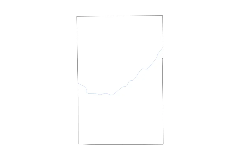 Outline map of Macoupin County, Illinois with subdivision borders and rivers.