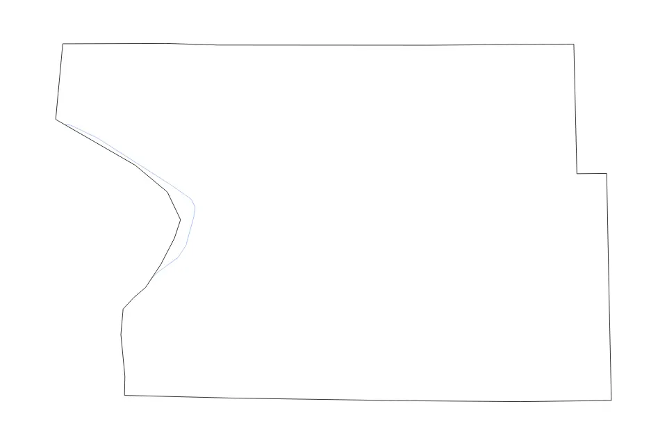 Outline map of Madison County, Illinois with subdivision borders and rivers.