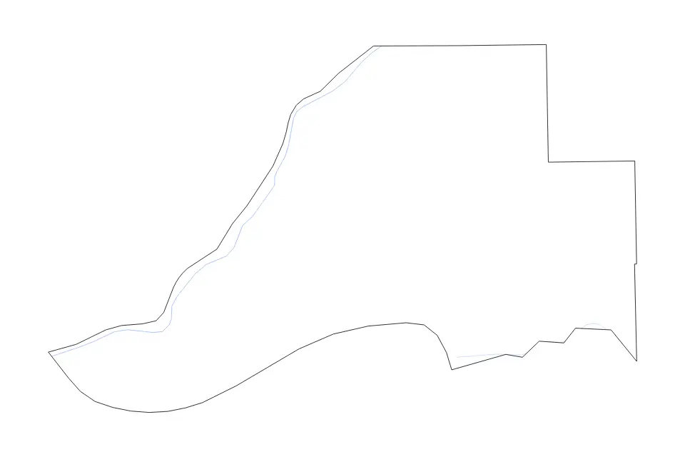 Outline map of Mason County, Illinois with subdivision borders and rivers.