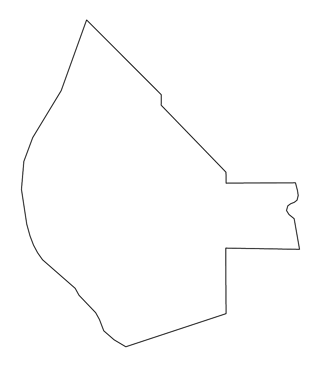 Outline map of Monroe County, Illinois with rivers.