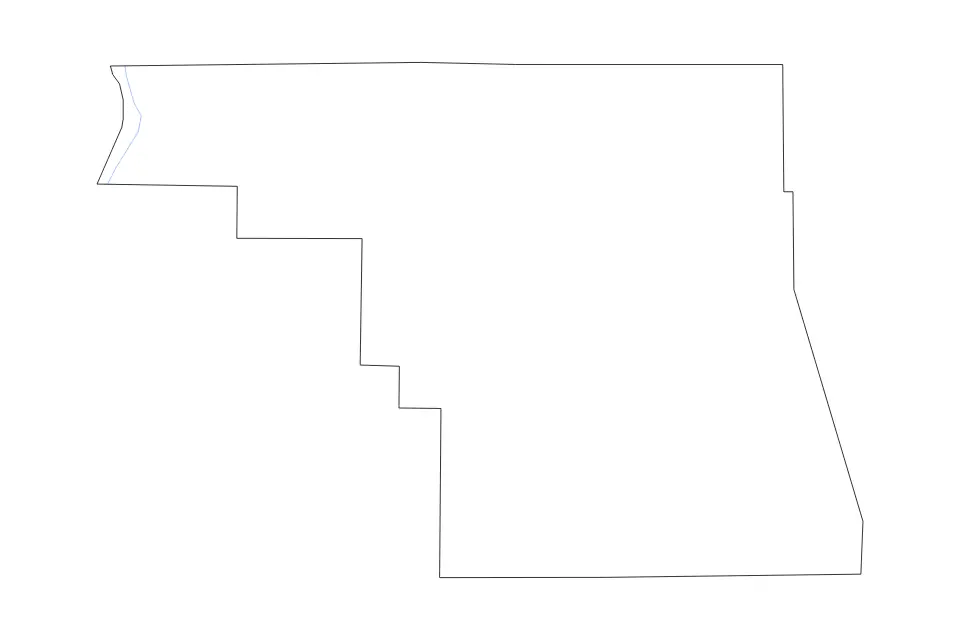 Outline map of Morgan County, Illinois with subdivision borders and rivers.