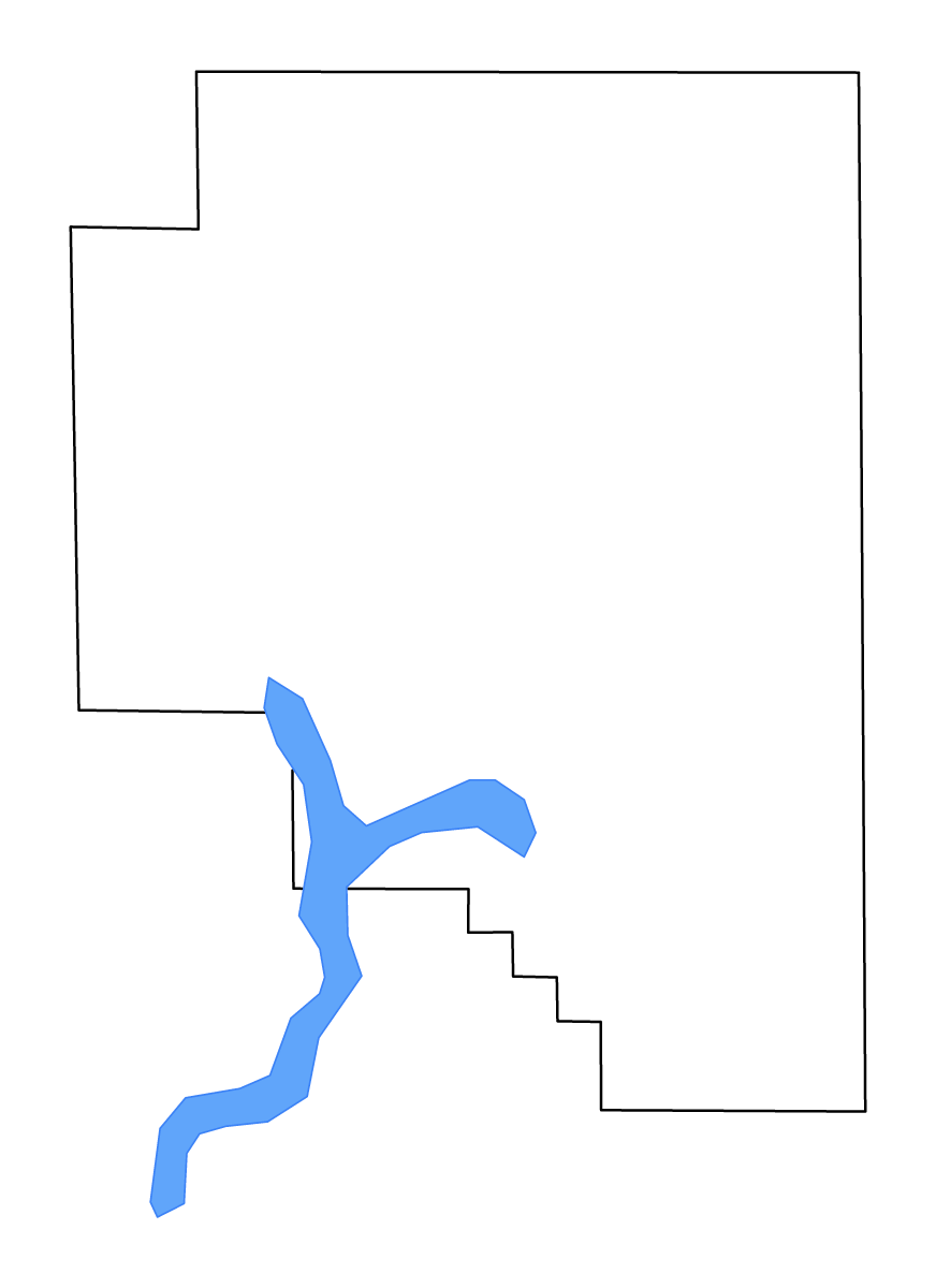 Mapa de contorno de Moultrie, Illinois con lagos y ríos.