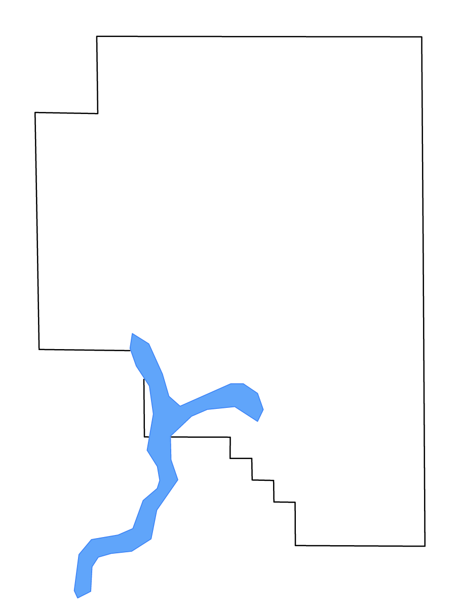 Carte de contour de Moultrie, Illinois avec lacs et rivières.