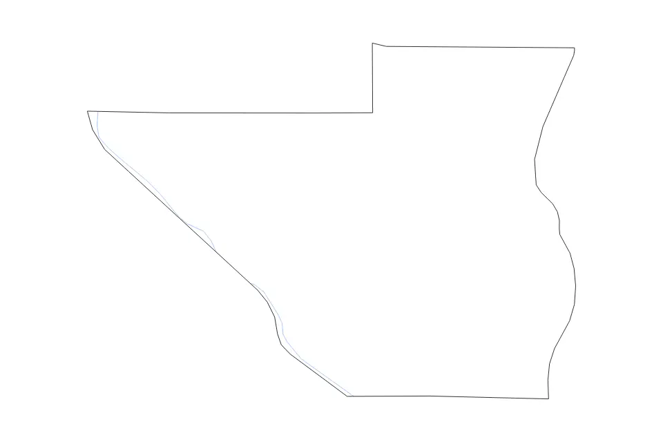 Outline map of Pike County, Illinois with subdivision borders and rivers.