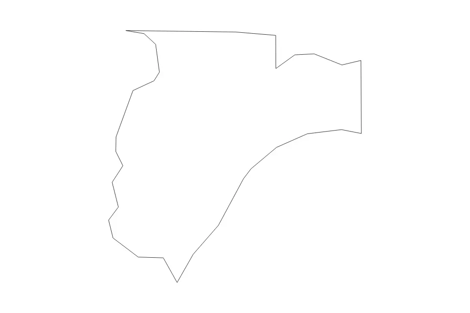 Outline map of Pulaski County, Illinois with subdivision borders.