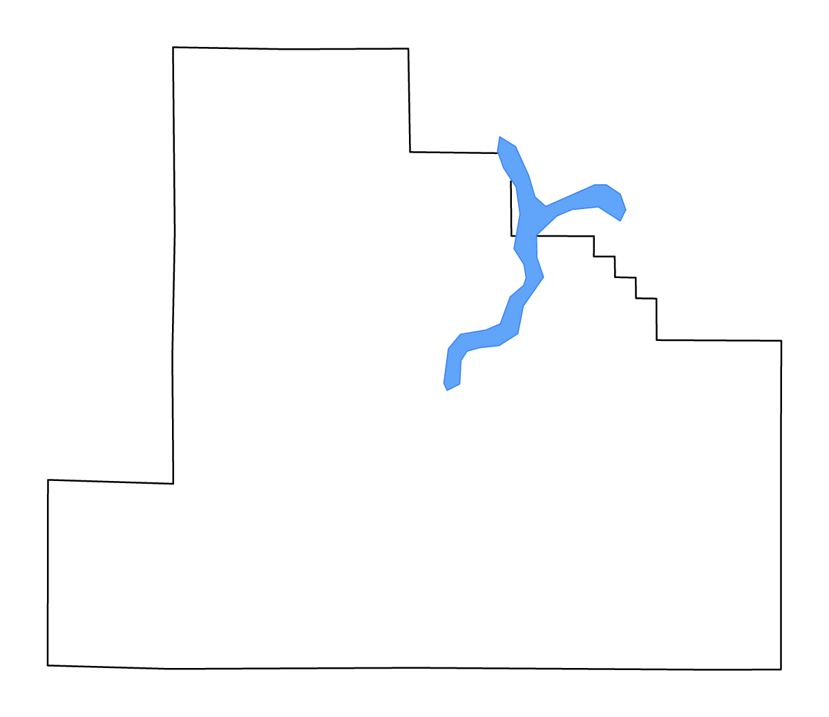 Mapa de contorno de Shelby, Illinois con lagos y ríos.